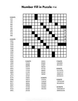 printable number fill in crosswords